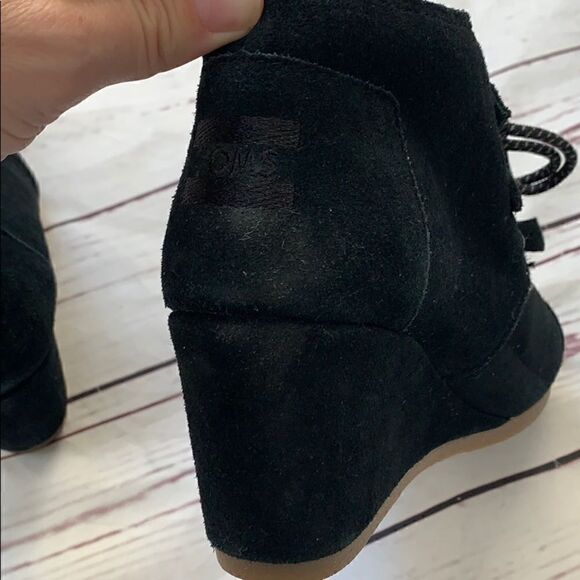 Toms Black Kiltie Fringe Wedge Booties - Picture 12 of 13